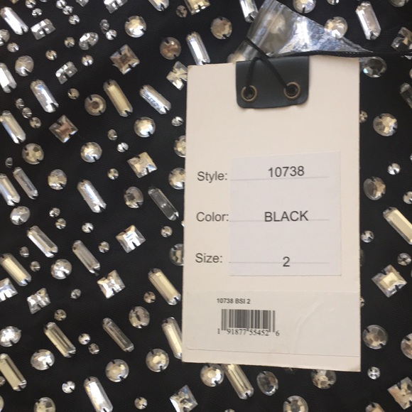 MAC DUGGAL one shoulder embellished puff sleeve silver mini dress sz.2 - Picture 13 of 13